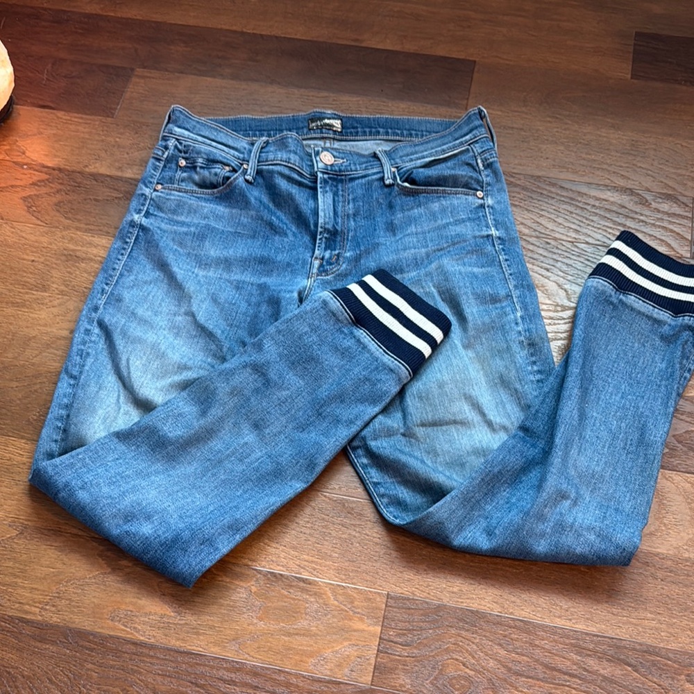 MOTHER Blue Skinny Jeans with Classic Faded Look
